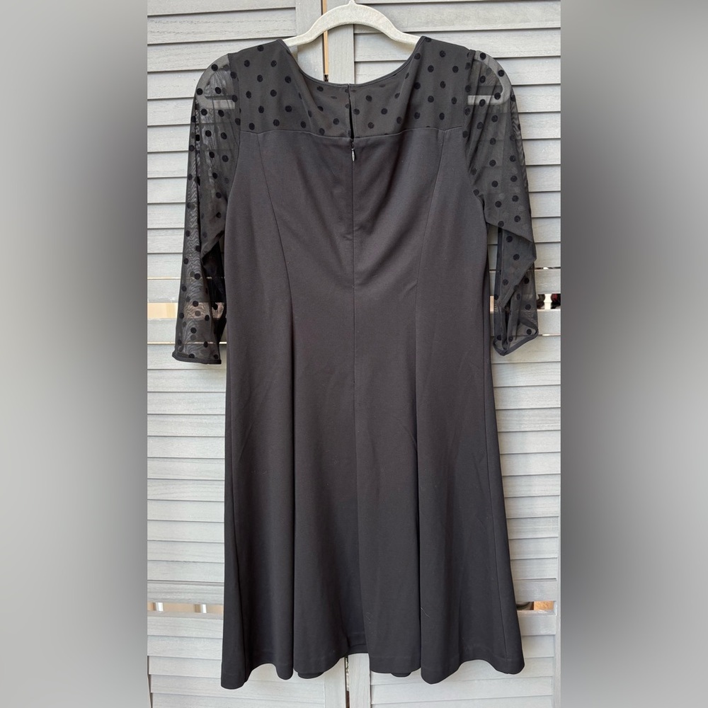 NWT Talbots Black Dress with Sheer Polka Dot Detail. 3/4 Sleeves. NWT. Size 10P - Picture 6 of 7